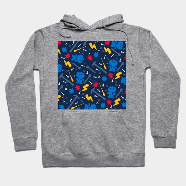 Colorful Robot Tools Young Engineer Pattern Hoodie by XOOXOO